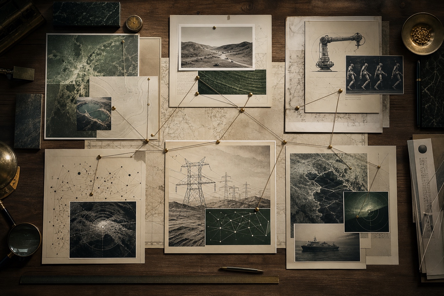 Research archive table connecting infrastructure, robotics, energy, and mission-system evidence.